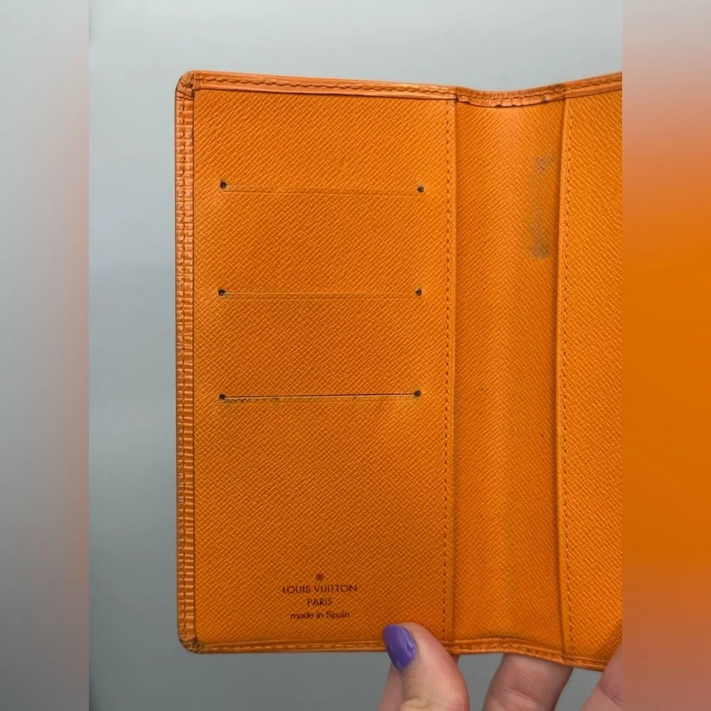 Louis Vuitton orange epi leather long wallet/checkbook holder